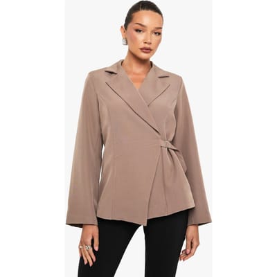 boohoo Dames Asymmetrische Voorkant Getailleerde Blazer | Taupe | Maat: 6
