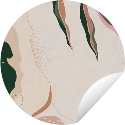 Tuincirkel Groen - Abstract - Blad - Stippen - 60x60 cm - Ronde Tuinposter - Buiten