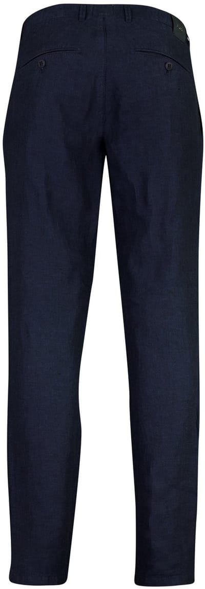 Chino Brax Fabio donkerblauw linnen wijde fit