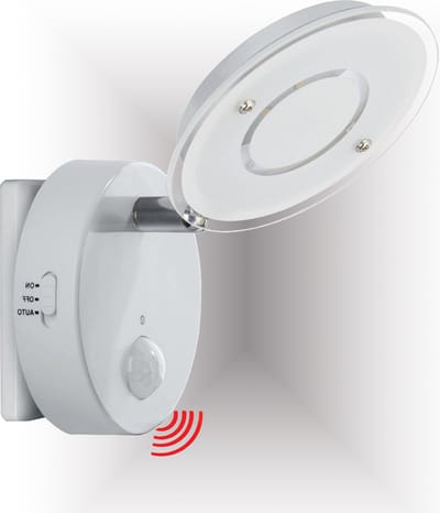 Trango LED-sensor nachtlampje 2636-016 *NITE* in wit met automatische functie direct 230V met bewegingssensor - Veiligheidslicht - Contactlamp - Wandlamp - Oriëntatieverlichting - Kindernachtlamp
