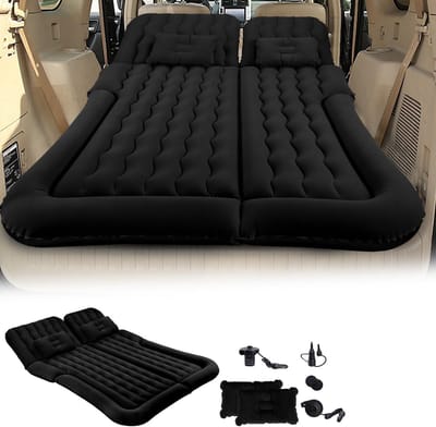 Automatras Luchtbed - Auto matras - Kamperen en reizen - Inclusief pomp - 178 x 126 cm - Zwart