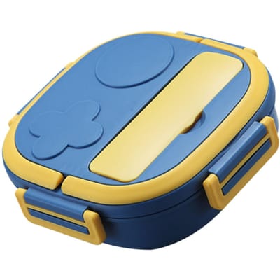 Lunchbox Met Vork 3 Vakken Japanse Lunchbox Herbruikbare Lunch Diner Containers Lekdicht Roestvrij Staal Bento blauw