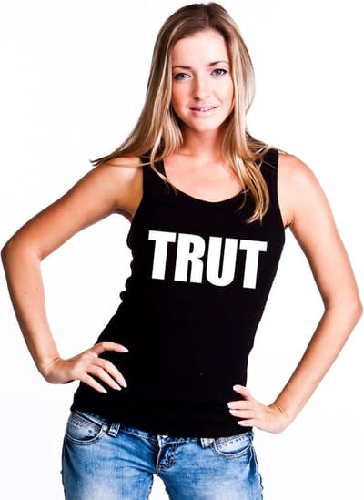 Trut tekst singlet shirt/ tanktop zwart dames S