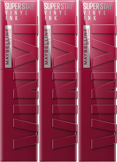 Maybelline New York - SuperStay Vinyl Ink Lipstick - 30 Unrivaled - Rood - Langhoudende Lippenstift - 4,2 ml 3x