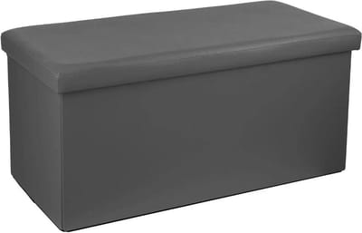 Atmosphera Poef/hocker - grijs - PU/MDF - 76 x 38 x 38 cm - opvouwbaar - opbergbox