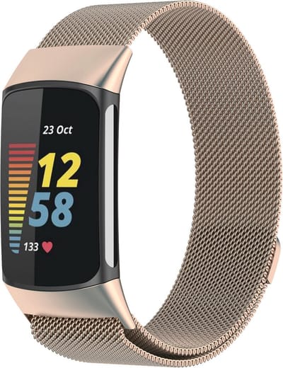 Ulanax - Milanese Band - Fitbit Charge 5 - Retro Goud - Geschikt Voor - Fitbit - Horlogeband - Armband - Polsband
