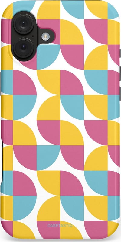Casetastic hoesje geschikt voor Apple iPhone 16 Plus - MagSafe - Dubbellaagse bescherming - Cirkeldroom - Fashion Case - Goud Roze Lichtblauw Wit