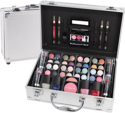 Veganistische Cosmetica Koffer met 51 Stuks - Inclusief Oogschaduw, Lipstick en Nagellak