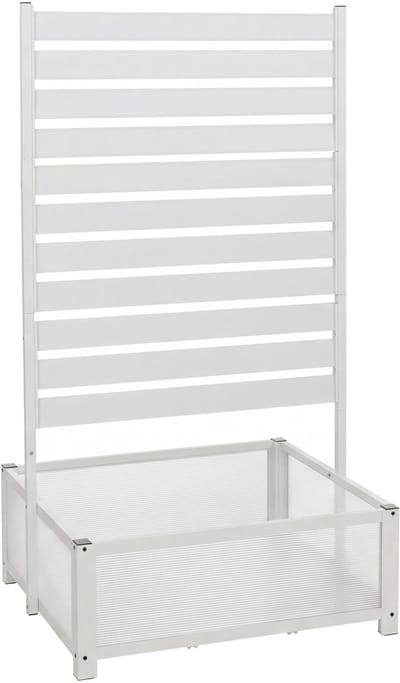Aluminium plantenbak met klimrek MCW-P97, bloembak/plantenbak met klimrek, 158x90x75 cm ~ wit