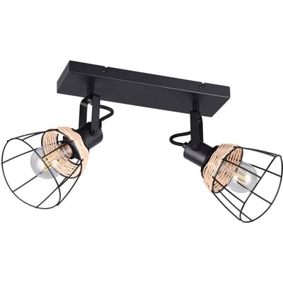 Reality Leuchten Plafondlamp Jerome, lengte 36 cm, 2-lamps, matzwart metaal