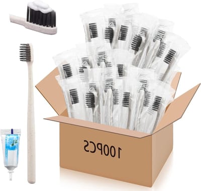 Wegwerp Tandenborstels - Reistandenborstels Bulk - Hygiënisch Werken - Individueel Verpakt - 100 Sets - Wit