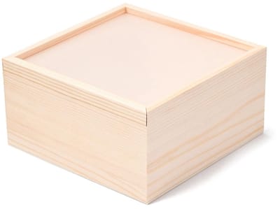 Byshayne- Houten Kist - Doorzichtig Deksel - Vierkante Geschenkdoos - Sieradenopslag - Houten Knutseldoos - Scharnierontwerp 15x15x9,5 cm - Opbergdoos