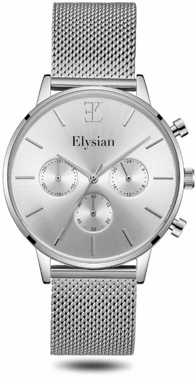 Elysian - Horloge Dames - Zilveren Mesh - Waterdicht - Krasvrij Saffier - 38mm - Cadeau Voor Vrouw