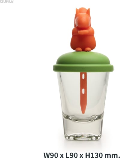 Qualy - Shotglas 7.5ml met groen deksel "Squirrel Ice Pop Mold” W90 x L90 x H130mm Transparant