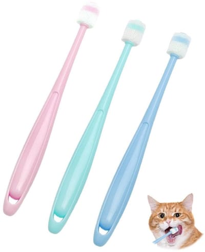 Dailygoods- Tandenborstel 360 Graden - Kattentandenborstel - Zachte Siliconen - Herbruikbaar - Set van 3 - Tandverzorging voor Huisdieren - Huisdier Tandenborstel