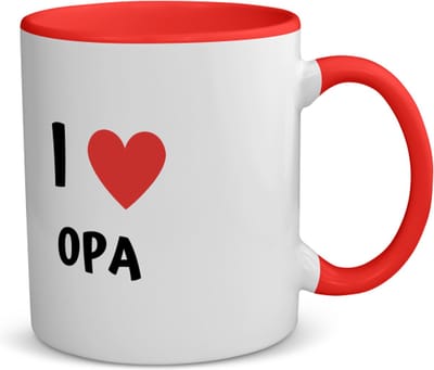 Akyol - i love opa koffiemok - theemok - rood - Opa - de liefste opa - verjaardag - cadeautje voor opa - opa artikelen - kado - geschenk - 350 ML inhoud