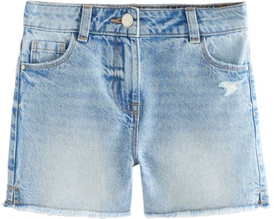Next - Meisjes - Denim shorts met rafels - Blauw