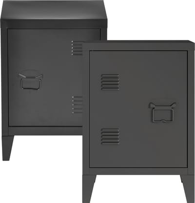 Nachtkast Inari set van 2 metaal 57x40x30 cm zwart [en.casa]