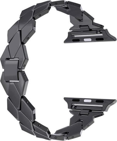 DrPhone Armband Rvs Roestvrij Staal Ruit Ontwerp - Geschikt voor Apple Watch 38/40/41mm - Zwart