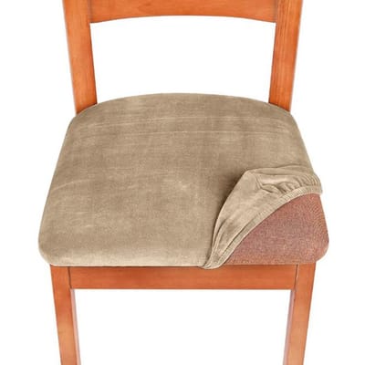 1 Stuk Stretch Fluweel Stof Stoelhoes 15 Kleuren Zitkussen Stoelhoezen Elastische Zitbeschermer Voor Eetkamer Huisgebruik Feestdecoratie kaki