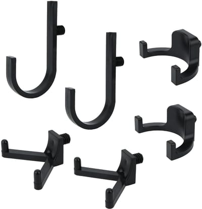 Allecto - Opslaghaken - 6-delige Gereedschapshaken - J U V-vormige Hangers - Zwart - Ideaal voor Gereedschapsopslag - Ruimtebesparend en Sterk