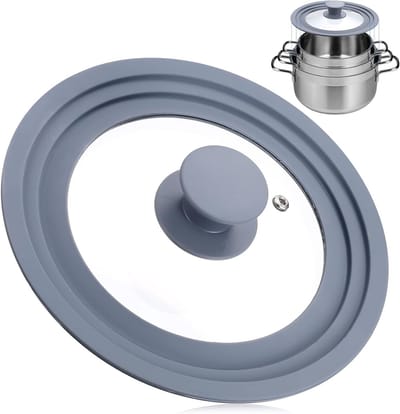 Universeel Pannendeksel, 3-in-1 Glasdeksel met Siliconen Rand, Geschikt voor Pannen en Potten, Diameter 16-18-20 cm, Ideaal voor Koken en Stomen