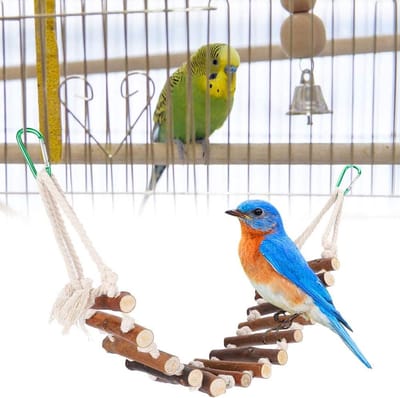 Vogel Hangbrug - Klimtouw Ladder - Kooi Verrijking - Natuurlijk Hout - 10cm Breed