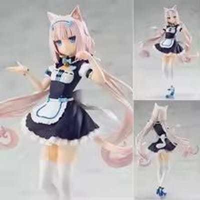 Nekopara Chocola Vanilla Cat Maid Personnage d'Anime Figurine Kawaii Statue de Garage Ornements de Bureau Objet de Collection Cadeau Pour Fan d'Anime 17CM vanille