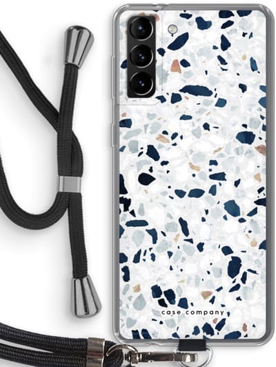 Case Company® - Hoesje met koord geschikt voor Samsung Galaxy S21 Plus hoesje met Koord - Terrazzo N°1 - Telefoonhoesje met Zwart Koord - Bescherming aan alle Kanten en Over de Schermrand