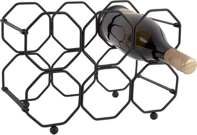 Present Time Wijnrek Honeycomb - IJzer Zwart, opvouwbaar - 31x16,5x22cm - Scandinavisch