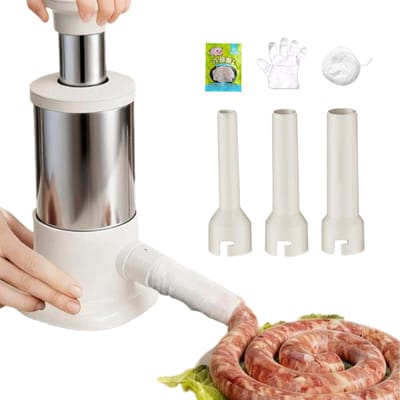 Worstenvuller - Vleesvuller Keukenmachine - Zelf Worsten Maken - Hygiënisch Naadloos Las - 22.5x10.7 cm - Beige