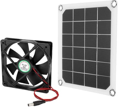 Dailygoody - Afzuigventilator op zonne-energie - Ventilatie voor kassen - Draagbaar en waterdicht ontwerp - Koeling - Perfect voor dierenverblijven - ...