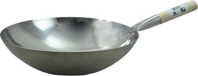 Roestvrijstalen wok - Kookpan braadpan - Snelle maaltijden - Krasbestendig materiaal - 35 cm diameter - Zilver