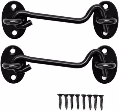 2 Stuks Deurhaak en Oogslot Zwart 3"-12", Robuuste RVS Poortslot voor Tuindeur en Garage, Veiligheidsslot voor Venster en Tuinpoort