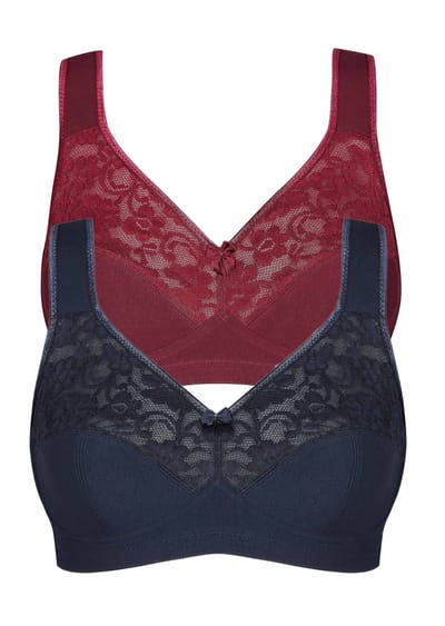 BH zonder beugels in een set van 2 - donkerrood / donkerblauw - Gr. 75 B van Goldner Fashion