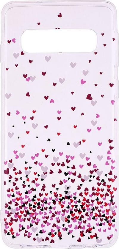 Shop4 - Geschikt voor Samsung Galaxy S10 Hoesje - Zachte Back Case Hartjes Paars