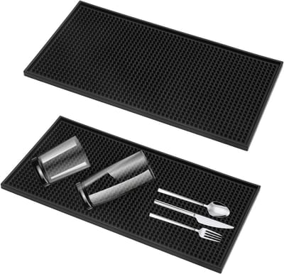 2 stuks 30x15cm Bar Mat Drainer Mat - Zwarte Drenkmat voor Snelle Droging van Glazen en Servies - Ideaal voor Bars, Keukens en Restaurants