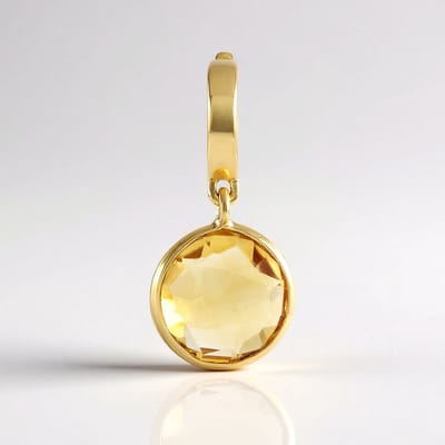 Cavill - 925 Sterling Zilver Hanger - 1,8 ct Braziliaanse Citrien - Goud Verguld - Rond Dambord Geslepen Steen - Elegante Kettinghanger