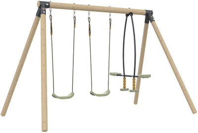 ANÉMONE schommel 2 schommels - tegenovergesteld - verankeringsset - FSC® hout h190 cm