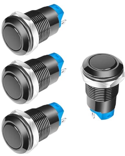 Waterdichte Drukknop Schakelaars 12mm - Set van 4 - Vernikkeld Koper - IP65 Beschermd