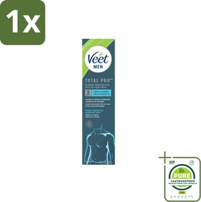 1 x Veet Men - Ontharingscrème - Gevoelige Huid - Milde Formule - 200 ml - Ontharingscrème - Mannen - Gevoelige Huid - Ontharen - Gladde Huid