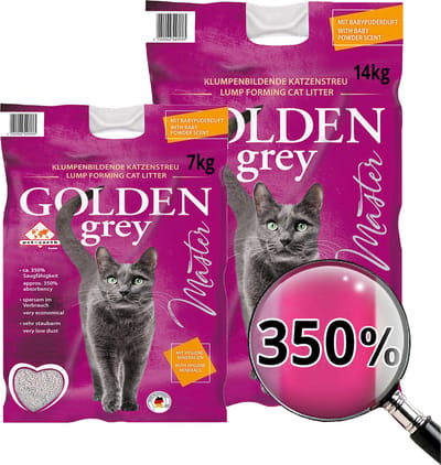 Golden Grey Master kattenbakvulling - stevige klonten - geen kattenbakgeur in huis - heel zuinig - geschikt voor de automatische kattenbak - voordeel bundel 14 + 7 kg
