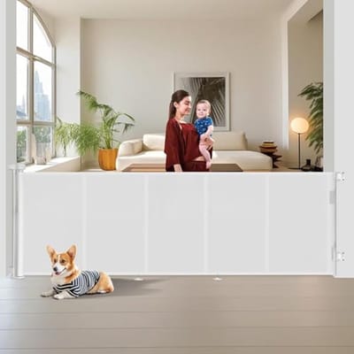 Intrekbaar veiligheidshek voor kinderen - 0-300 cm, oprolbaar en uitschuifbaar voor trappen en gangen