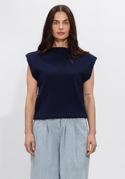 Minus Msfauna Knit Vest Truien & vesten Dames - Sweater - Hoodie - Vest- Donkerblauw - Maat L