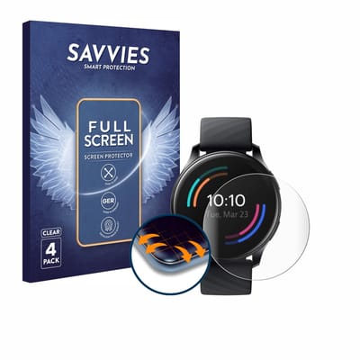 Savvies - Screenprotector voor OnePlus Watch - Folie Beschermfolie transparant volledig dekking 4 Stuks