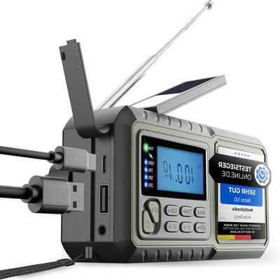 oCreon Kurbelradio 5000mAh - Solar AM/FM/SW - LED Lamp - USB Opladen - Noodradio (Groen)
