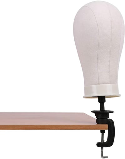 Dailygoods- Etalagepop Hoogwaardig Canvas - Hoofddeksel - Pruik-Display - Tafelklemstandaard - 3 Maten - Duurzaam Materiaal - Pruikdisplay