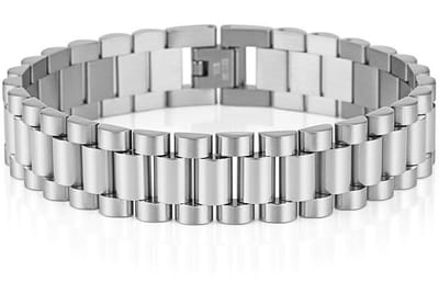 Heren Armband Presidential - Horlogeband Stijl - Zilver kleurig - Staal - 15mm - Schakelarmband - Armbanden - Papa Cadeau Voor Mannen - Vaderdag