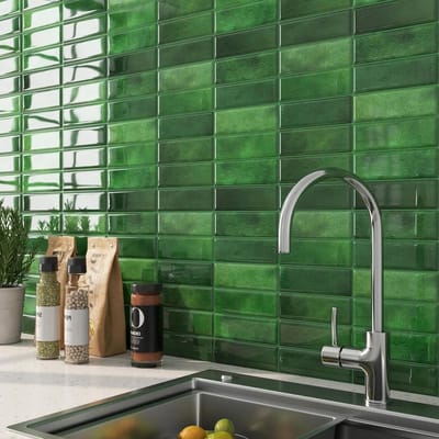 Zelfklevende 3D Tegel Stickers voor Keuken en Badkamer - Vintage Groene Rectangulaire Tegels, Waterdicht en Makkelijk aan te Brengen, 30CMx30CM, Perfect voor Wanddecoratie