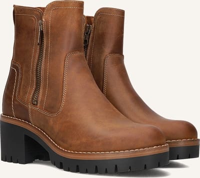 AYANA 854 Enkellaarsjes - Enkelboots met rits - Dames - Bruin - Maat 38